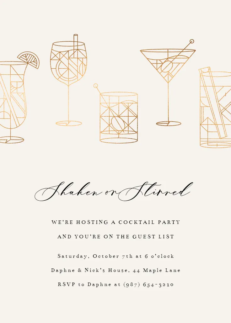 Geometrical cocktails - cocktail party invitation